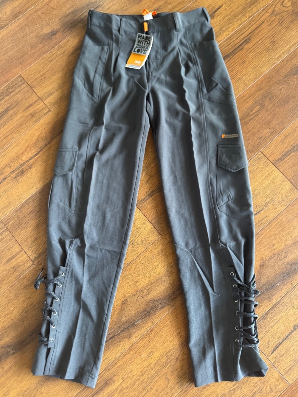 Zumba Z Performance Breakthru Cargo Pants Gray Orange NWT S